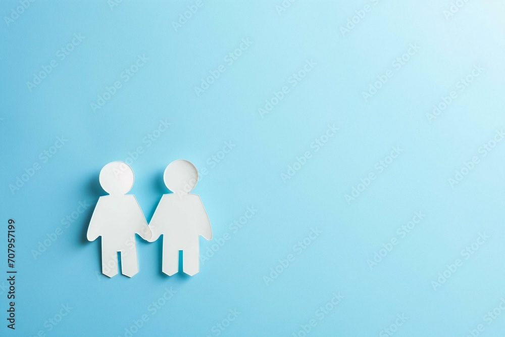 Minimalist Paper Cutout of Gender Symbols on Blue Background Minimalist Paper Cutout of Gender Symbols on Blue Background