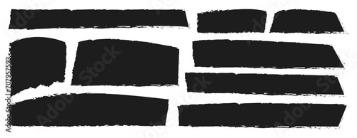 Grunge squares, rectangles. Strike through underlines set in doodles style. Underlines set of lettering lines, brush line vector collection.