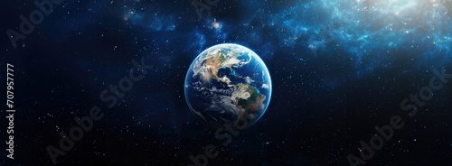 Planet Earth in outer space. Panoramic view of the Earth © SwiftCraft