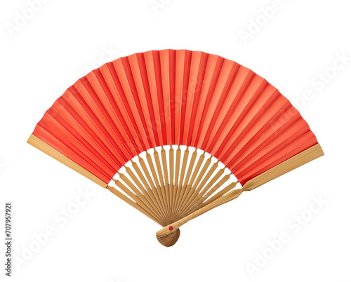 Paper folding fan traditional from china, chinese red fan on transparent background png