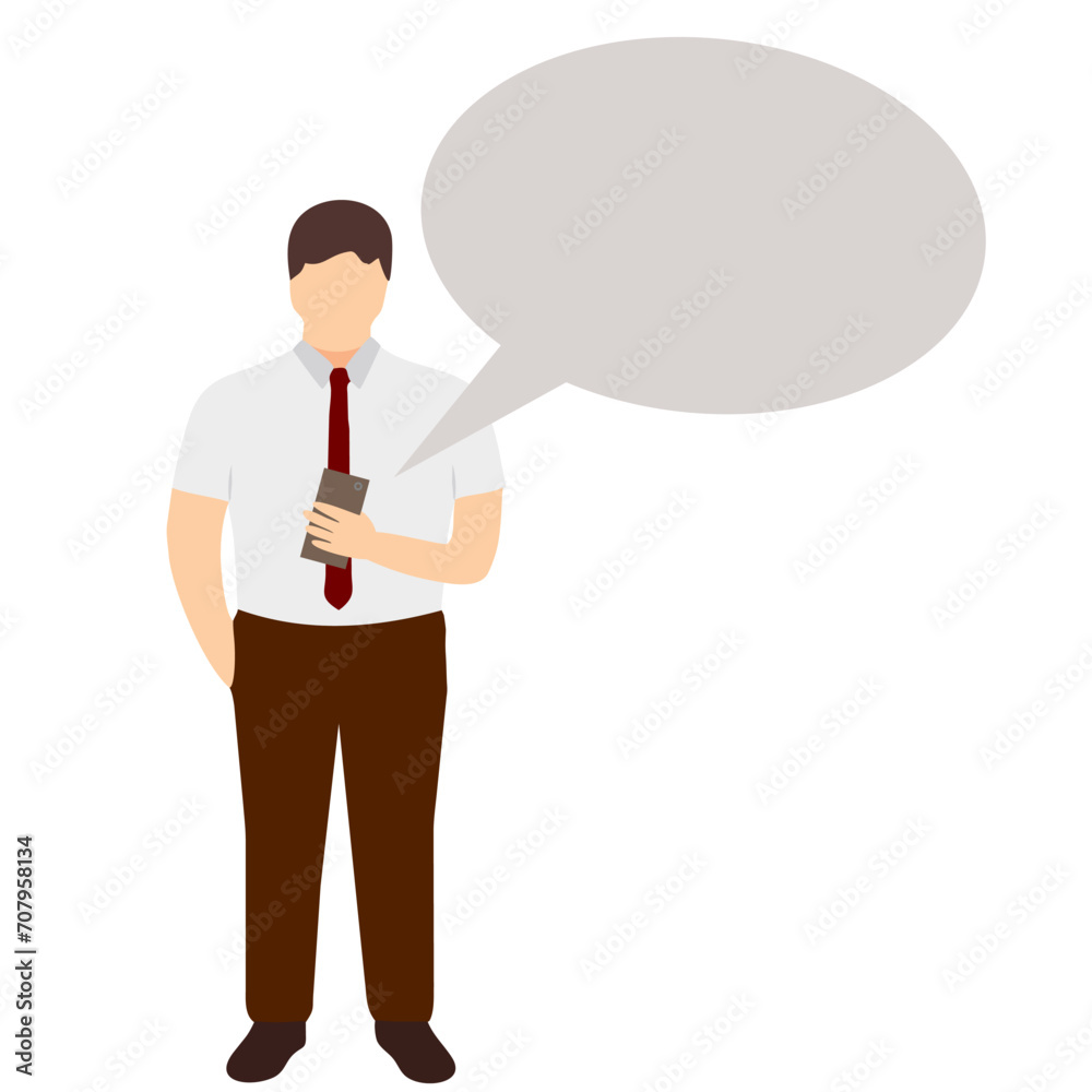Office worker talking in chat with empty message box Office worker talking in chat with empty message box