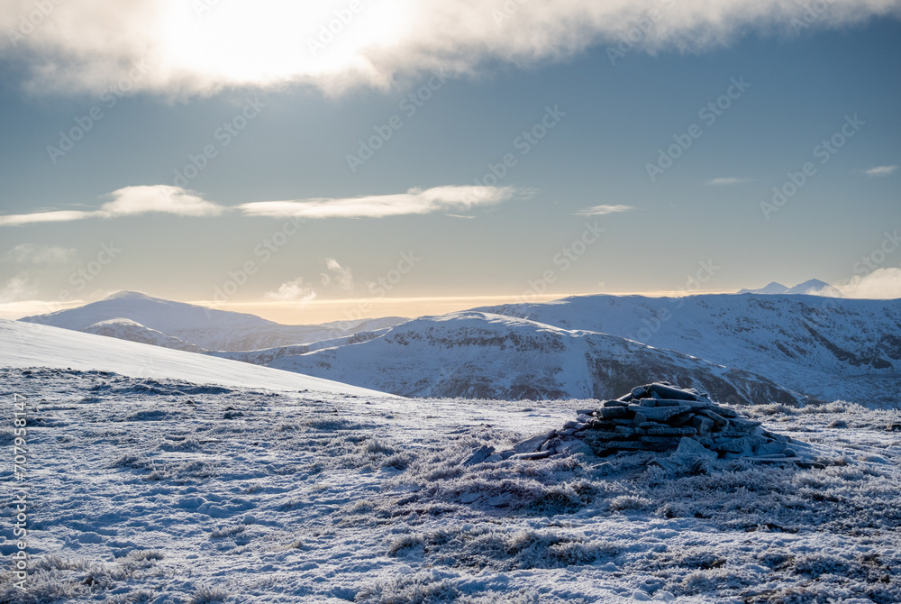 Scottish Mountain Top in the Snow - Blue Bird Day Scottish Mountain Top in the Snow - Blue Bird Day