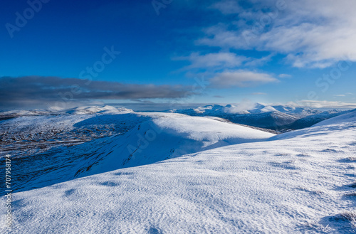 Scottish Mountain Top in the Snow - Blue Bird Day