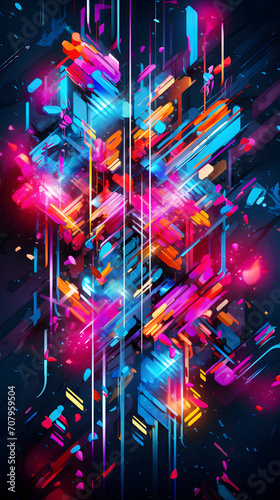 Abstract neon glitch