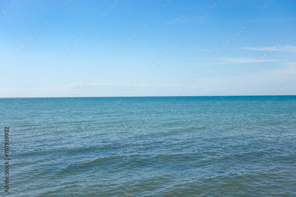 sea and sky. blue sea water. calm sea