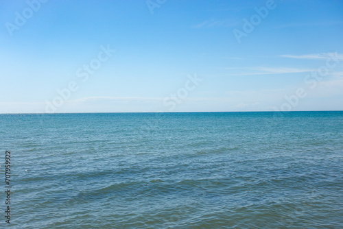 sea and sky. blue sea water. calm sea