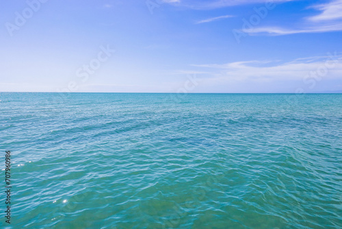 sea and sky. blue sea water. calm sea