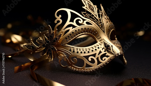 Shiny gold mask adds elegance to traditional celebration generated by AI © Gstudio