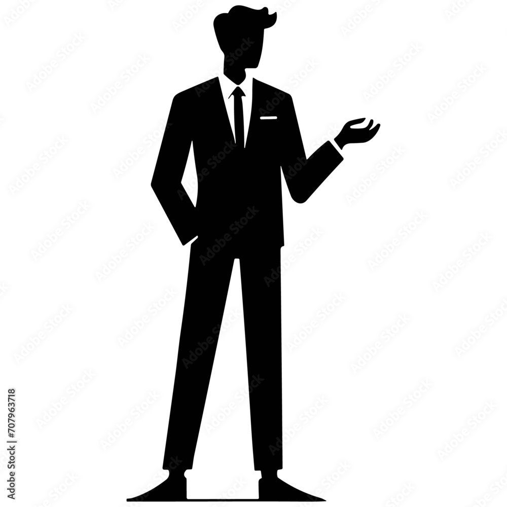 Silhouette of Businessman with Hand Gesture Silhouette of Businessman with Hand Gesture