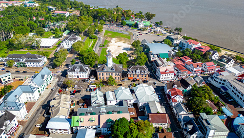 Paramaribo independence square from drone 