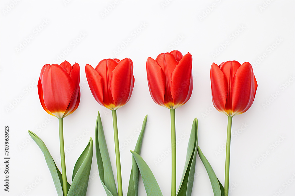 photography of some red tulip flowers on a white background, in the style of playful compositions created with Generative Ai photography of some red tulip flowers on a white background, in the style of playful compositions created with Generative Ai