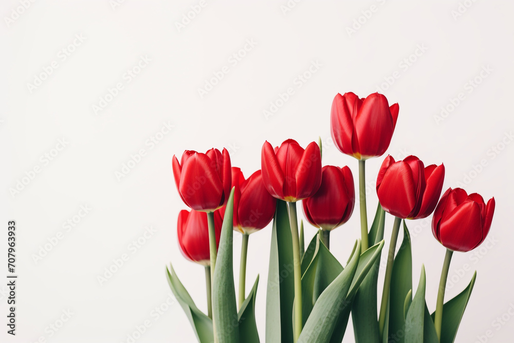 photography of some red tulip flowers on a white background, in the style of playful compositions created with Generative Ai photography of some red tulip flowers on a white background, in the style of playful compositions created with Generative Ai