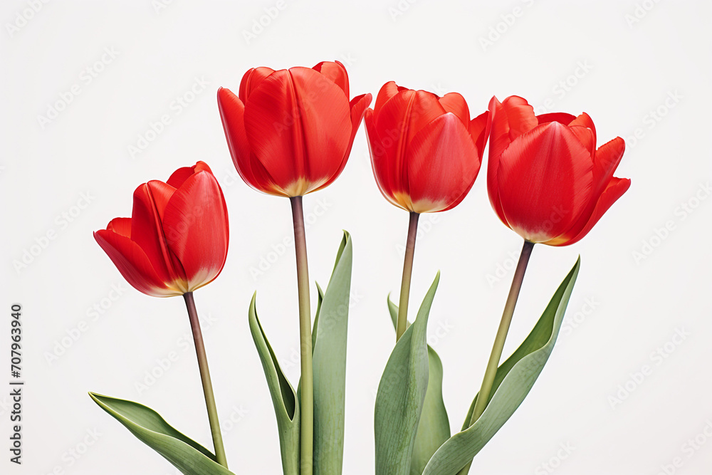 photography of some red tulip flowers on a white background, in the style of playful compositions created with Generative Ai photography of some red tulip flowers on a white background, in the style of playful compositions created with Generative Ai