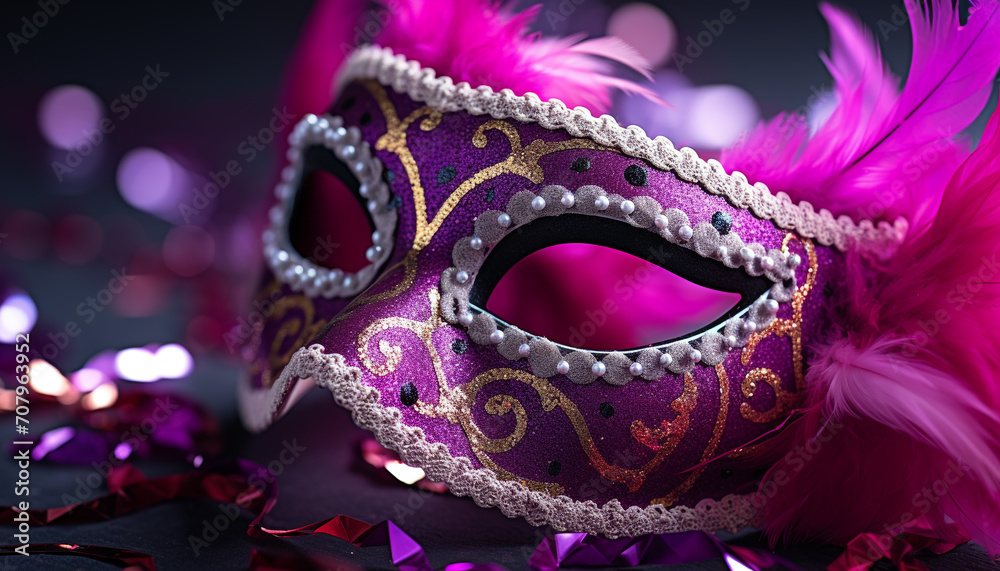 Mardi Gras mask shines with elegance and glamour generated by AI Mardi Gras mask shines with elegance and glamour generated by AI