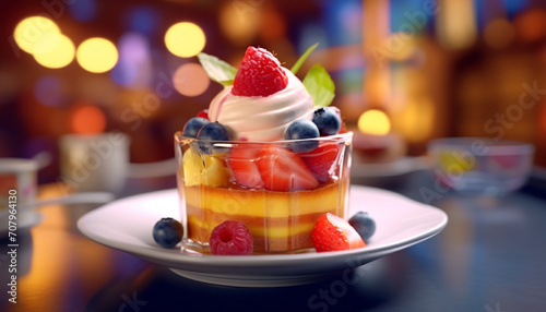 Freshness of summer berries on a plate, a sweet indulgence generated by AI