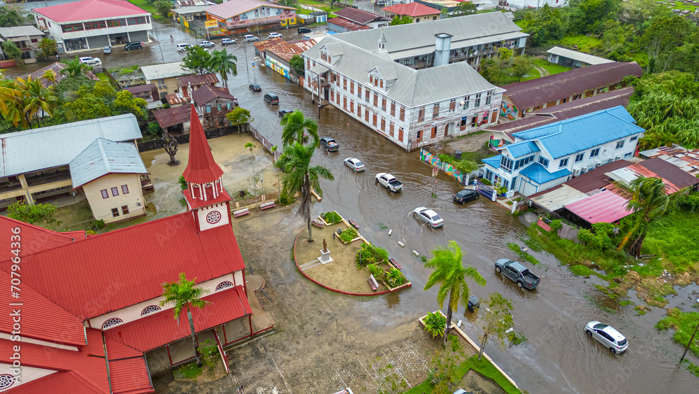 Flood in Paramaribo, Surinam after the rain