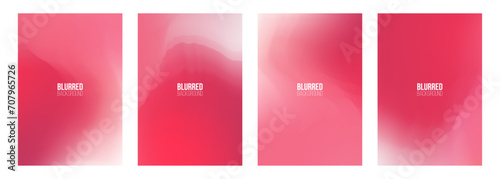 Set of blurred abstract backgrounds. Red color gradients for creative romantic graphic design. Vector illustration.