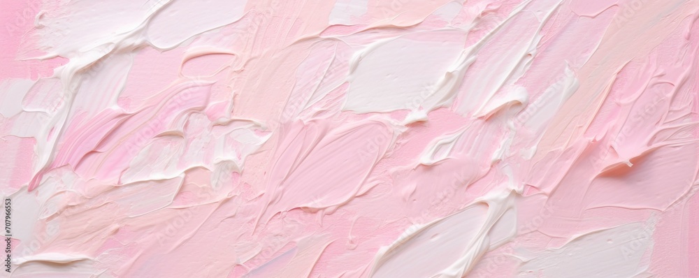Pink closeup of impasto abstract rough white art painting texture