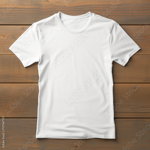 white tee t shirt round neck front, back and side view on cutout