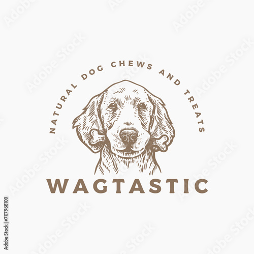 Hand drawn of dog head face cool vintage logo design for dog education and pet design concept