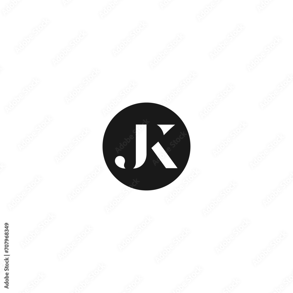 Fototapeta premium JK monogram fashion logo in stencil letters style inside black circle frame 