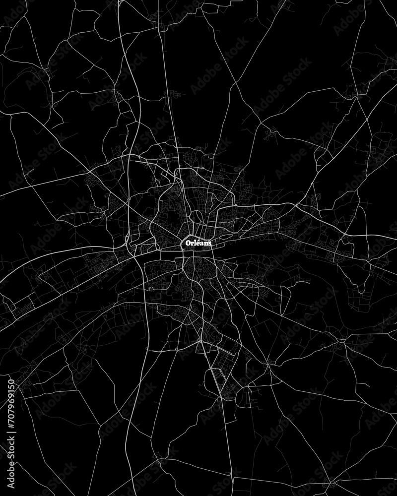 Orleans France Map, Detailed Dark Map of Orleans France