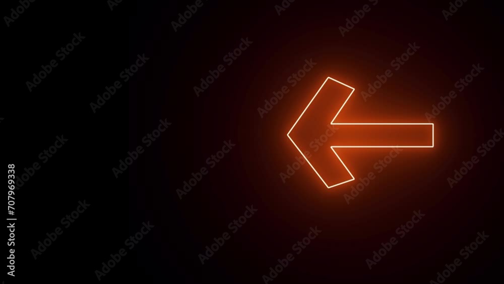 Left red arrow globe neon icon on black background. Three way direction ...