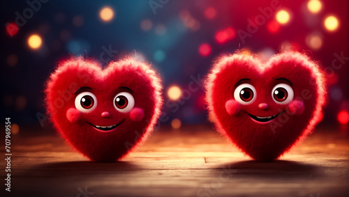 Beautiful fluffy red hearts on a dark background anniversary © tanya78