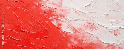 Red closeup of impasto abstract rough white art painting texture