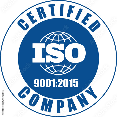 Certified Company Certificate ISO 9001:2015 Blue vector, Quality Certificate