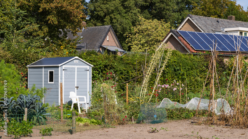 Landscape with urban social vegetable garden project in municipality Ede in Gelderland in The Netherlands