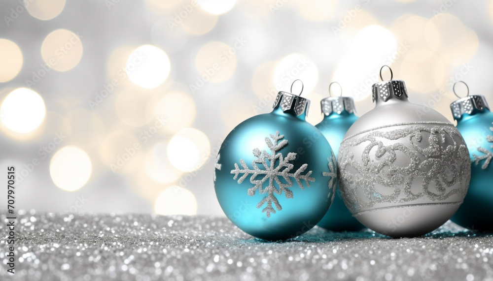 Shiny snowflake ornament on blue background, glowing and illuminated generated by AI Shiny snowflake ornament on blue background, glowing and illuminated generated by AI