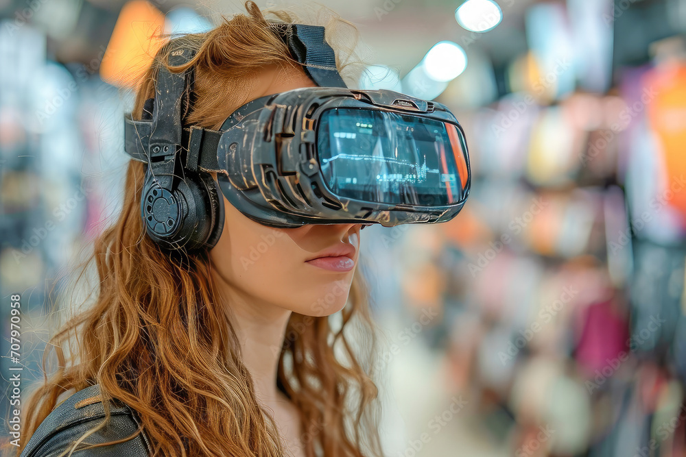 Realidad Virtual: Familia disfrutando en grupo de experiencias inmersivas y tecnología VR

