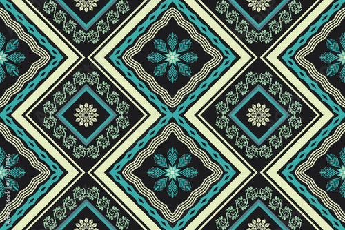 Ethnic Figure aztec embroidery style. Geometric ikat oriental traditional art pattern.Design for ethnic background,wallpaper,fashion,clothing,wrapping,fabric,element,sarong,graphic,vector illustration
