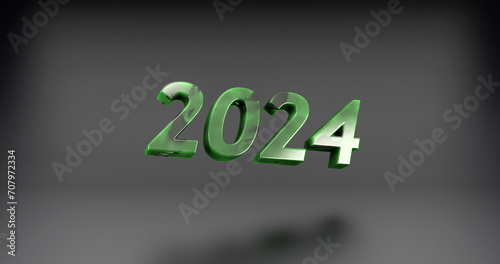 3d art text 2024 design on dark background
