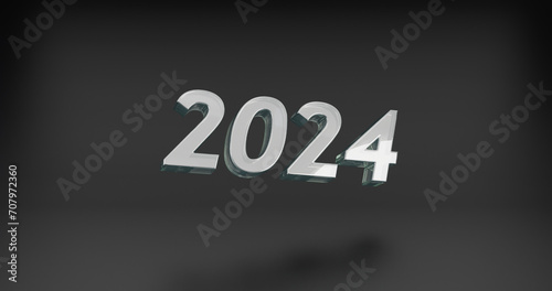 3d art text 2024 design on dark background