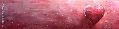 Valentine's Day Grunge Painted Art Crystalline Gem Heart Banner