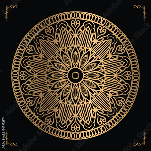 Luxury mandala design gold color Vetor 