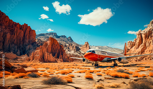 An emotional and visually stunning airplane flying through a red rock canyon. Dry, witty humor throughout the storyline. Sun-soaked colors enhance the overall atmosphere.
