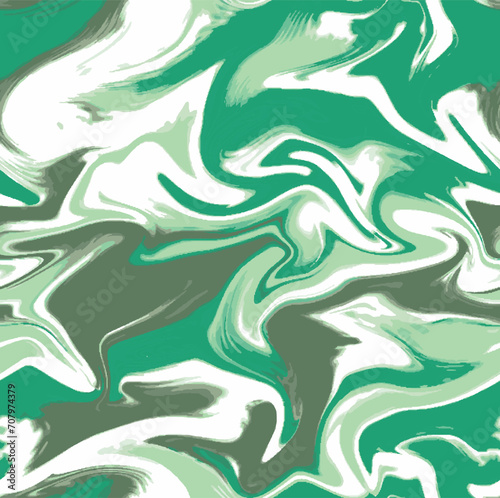 Seamless marble, retro print, repeat vector pattern. 60's and 70's style. Abstract liquid pattern, Greens and Khakis. Ladies, teens, kids and girls fashion and clothing. Fun, cool, modern, abstract.