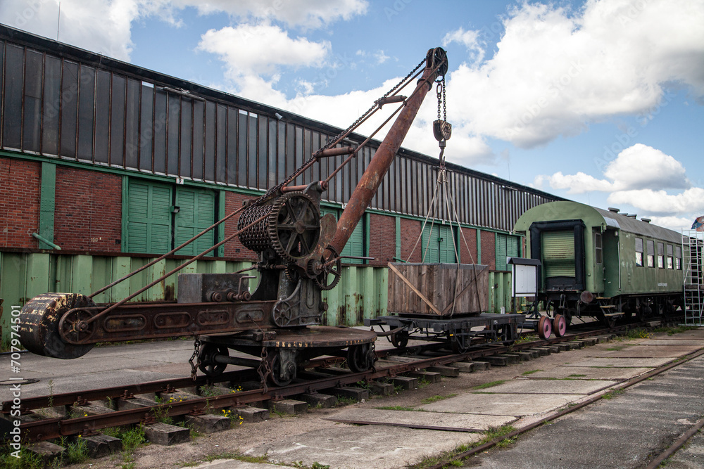 Old Railway Crane at the Port Museum in Hamburg Old Railway Crane at the Port Museum in Hamburg