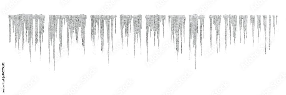 Foto Isolated ice stalactites, 3d rendering