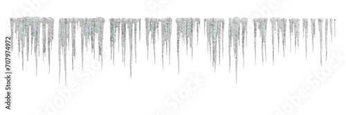 Isolated ice stalactites, 3d rendering photo