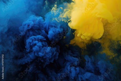 Blue and yellow substance captured in close-up. Versatile image suitable for various applications