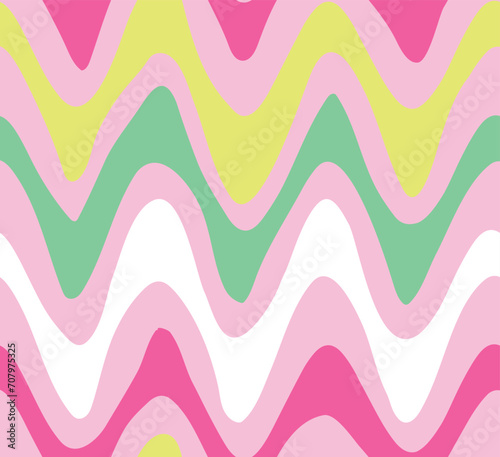 wavy stripe seamless vector print. Repeat pattern in fun bright colours. Summer and Spring for girls, teens, kids clothing, fashion, swimwear. Stationary. Cool and cute . Colourful, bright colours.