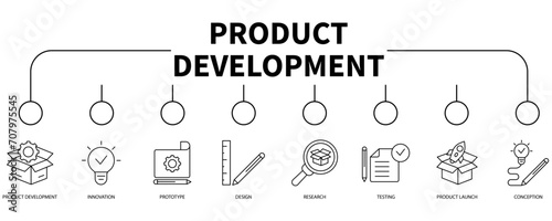 Product development banner web icon vector illustration concept