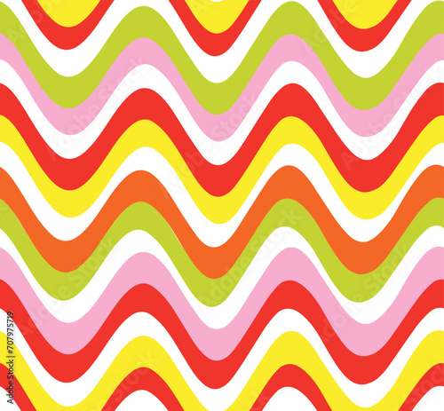 wavy stripe seamless vector print. Repeat pattern in fun bright colours. Summer and Spring for girls, teens, kids clothing, fashion, swimwear. Stationary. Cool and cute . Colourful, bright colours.
