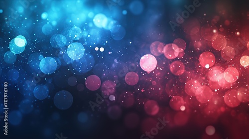 The image features a beautiful gradient from blue to red with sparkling bokeh effects, resembling a festive, celebratory atmosphere or cosmic stars.