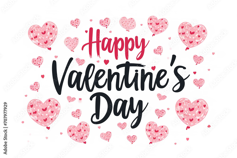 Illustration design of valentine pink hearts with text Illustration design of valentine pink hearts with text