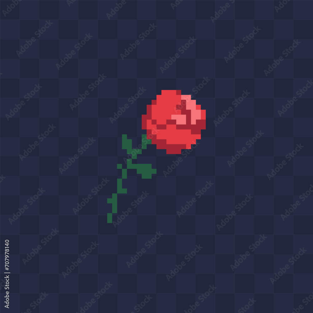 Φωτογραφία Rose pixel art icon, element for design of greeting card International Women's Day, Mother's Day, logo of flower shop